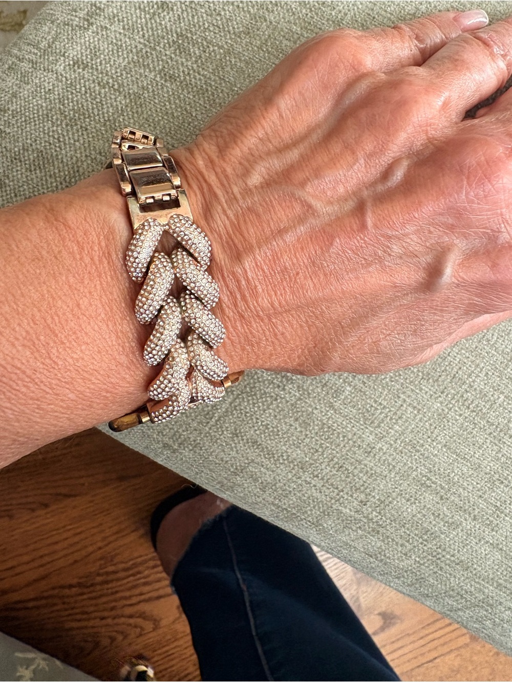 Goldenerre Sparkling Rose Gold CZ Pave Link Apple Bracelet